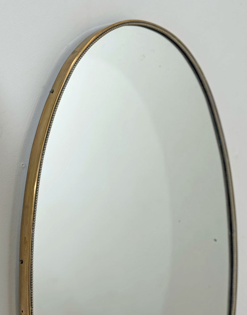 Brass Beaded Oval Mirror, Italian c1950's