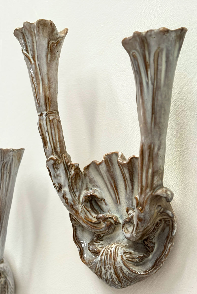 Vintage Italian Ceramic Wall Sconces, c1950's