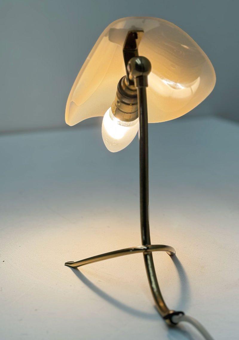 Petite Brass & Acrylic Tripod lamps, Italian 1950's