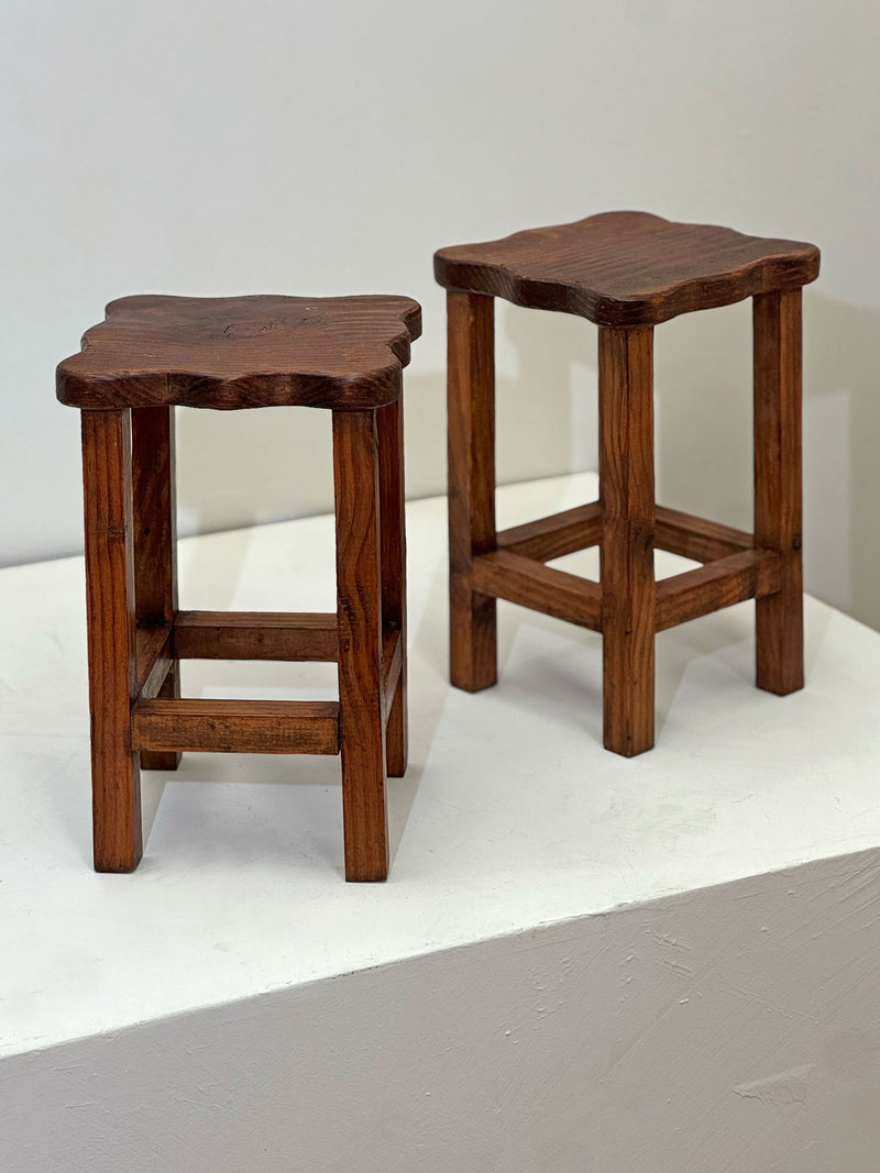 Organic Shaped Wooden Stools, French 1970's