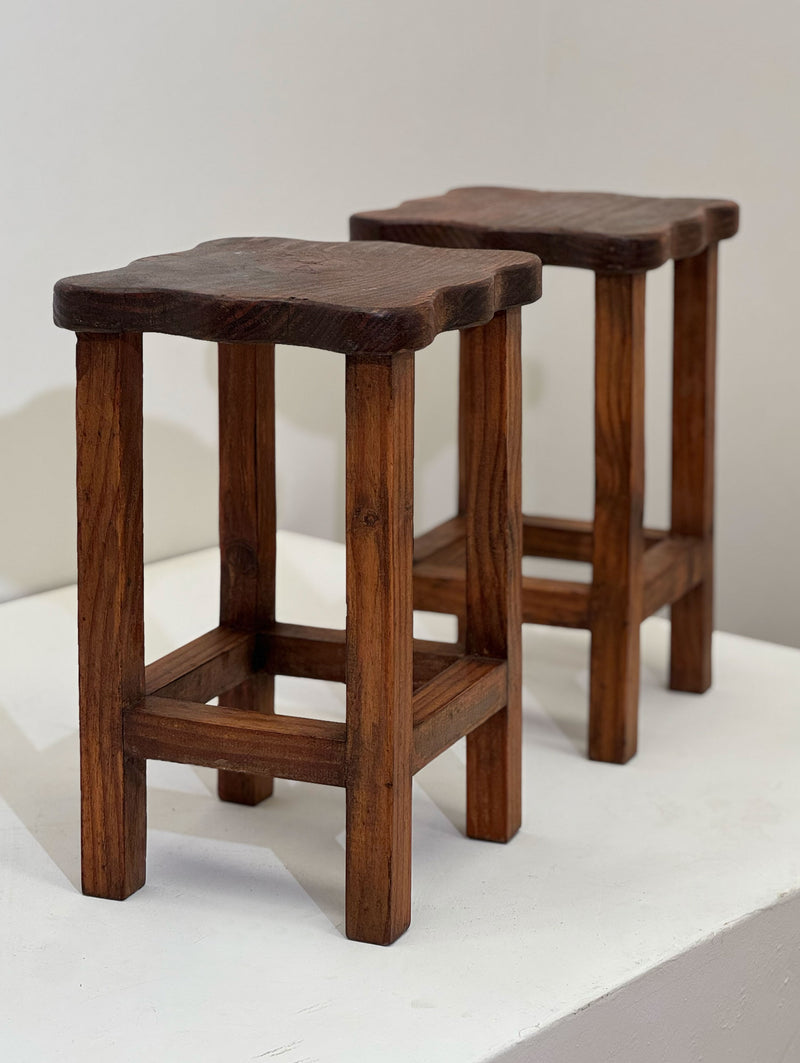 Organic Shaped Wooden Stools, French 1970's