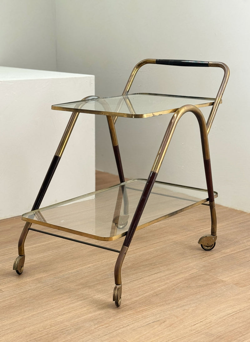 Italian Mid-Century Brass & Glass Trolley, 1950's