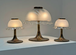 Frilled Italian Brass & Glass Table Lamps, 1960's