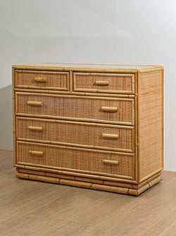Vintage Italian Rattan Chest Drawers, 1970's