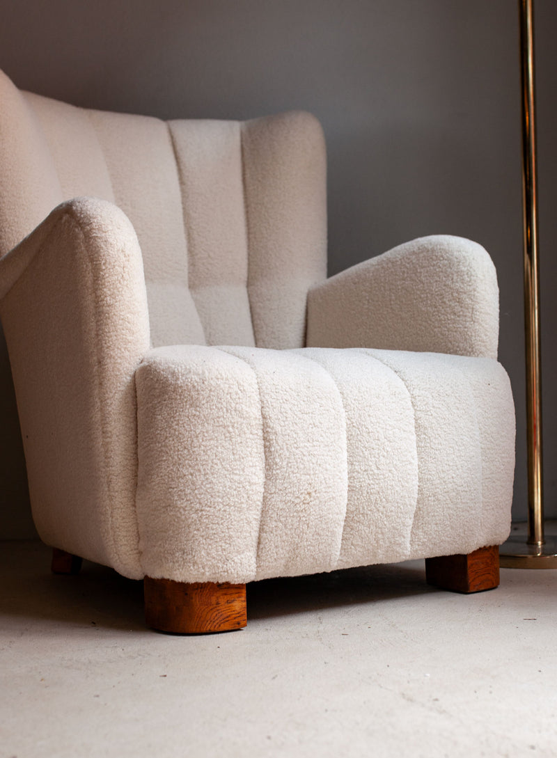 Lambswool Scalloped Sheepskin Chair, Danish 50's