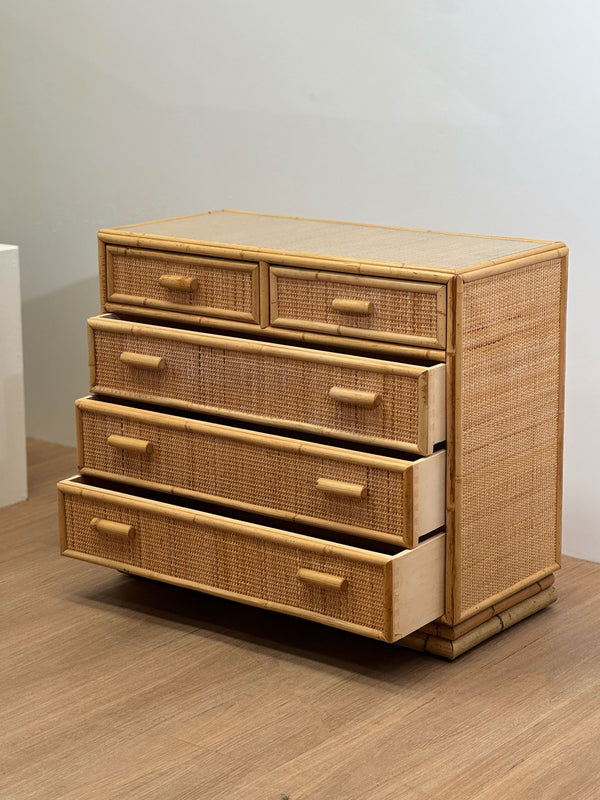 Vintage Italian Rattan Chest Drawers, 1970's