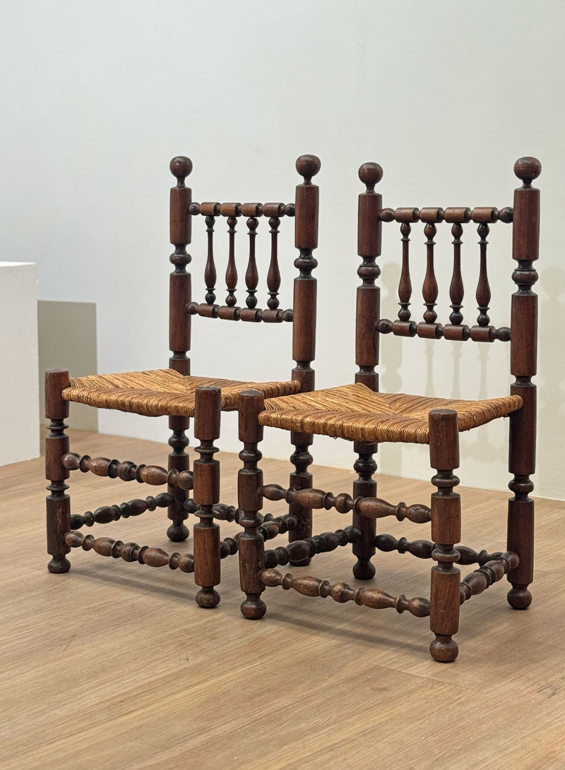 Pair of French Bobbin Chairs, 19th