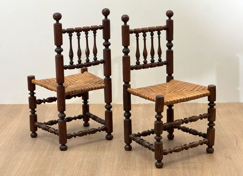 Pair of French Bobbin Chairs, 19th