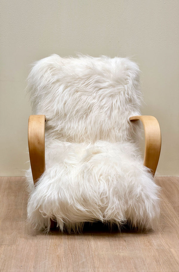 Natural Curved Arm & back Icelandic Sheepskin Lounge Chair