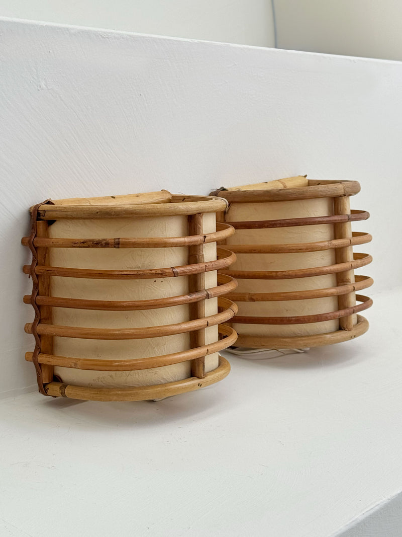 Bamboo French Sconces, 1970's
