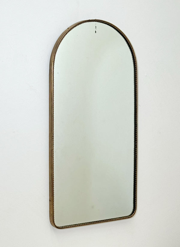 Arched Brass Beaded Mirror, Italian 1950's