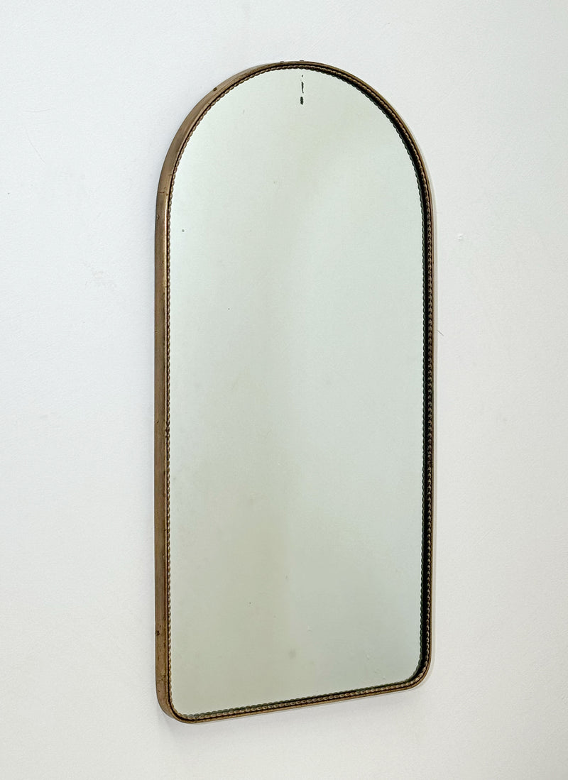 Arched Brass Beaded Mirror, Italian 1950's