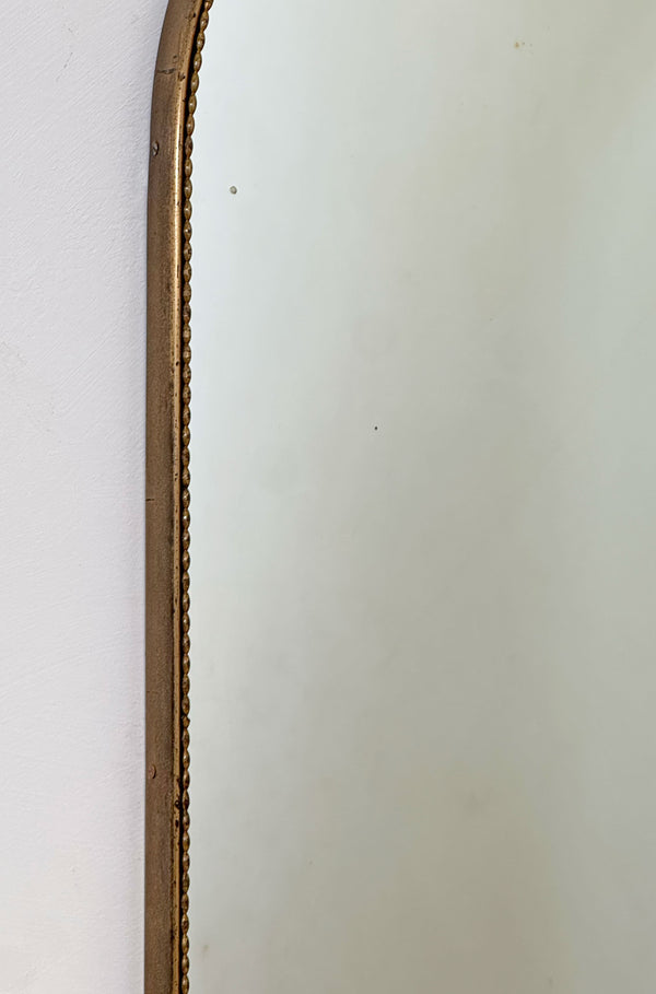 Arched Brass Beaded Mirror, Italian 1950's