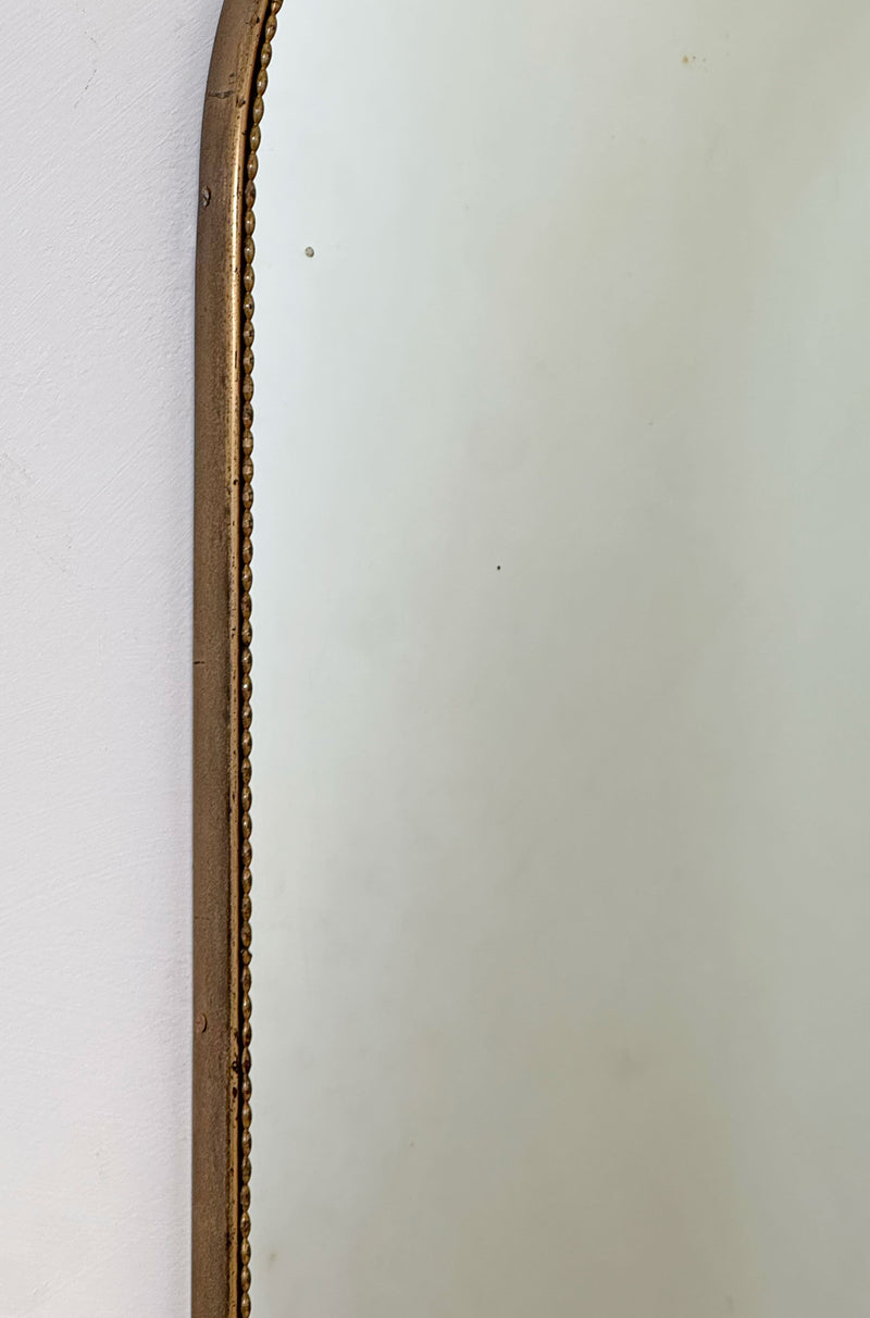 Arched Brass Beaded Mirror, Italian 1950's