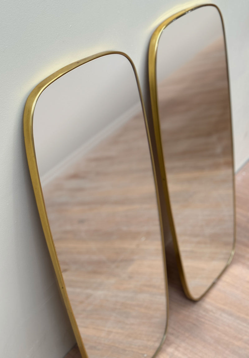 Twin Brass Mirrors, Italian 1960's