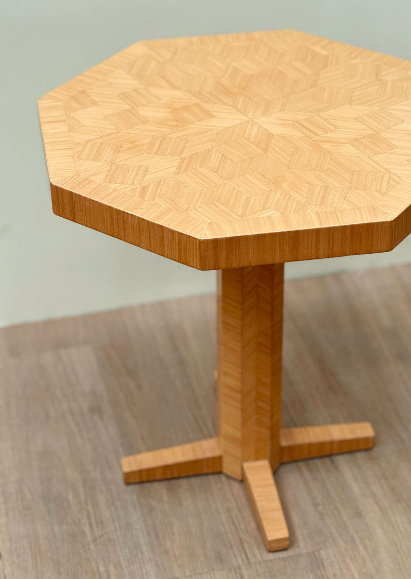 Octagonal Sidetable with Wooden Inlay, Scandinavian