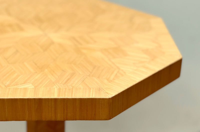 Octagonal Sidetable with Wooden Inlay, Scandinavian