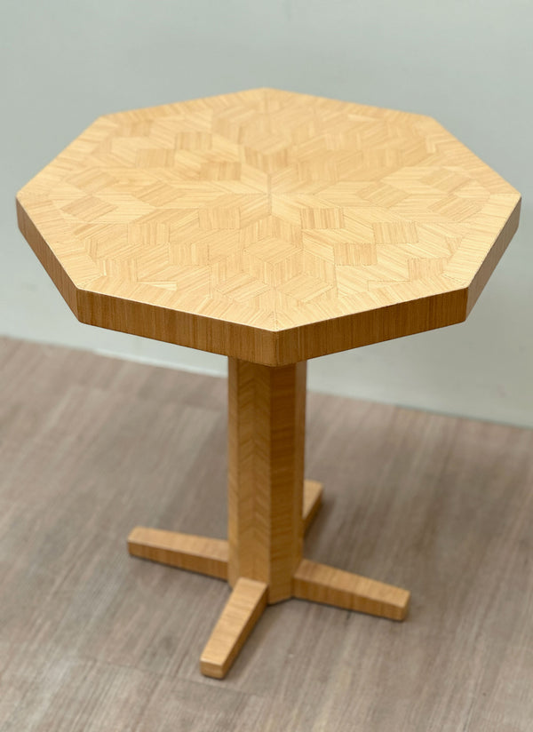 Octagonal Sidetable with Wooden Inlay, Scandinavian