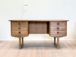 Brutalist Oak Pedestal Desk, Danish 1970's