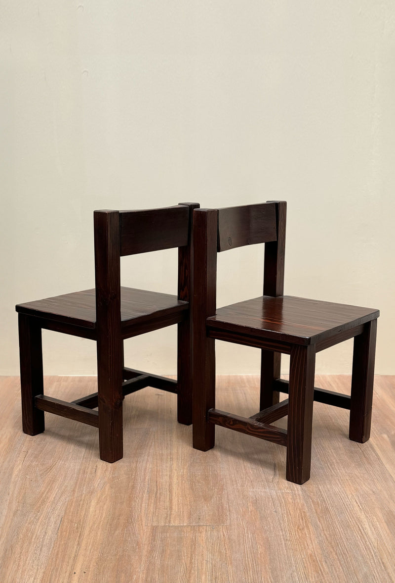 Brutalist Oregon Pine Dining Chairs, 1970's