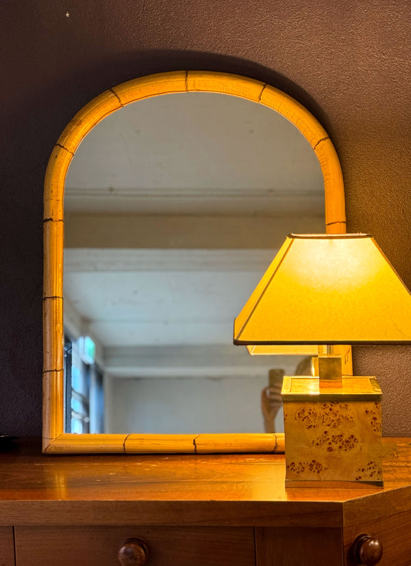 Arched Bamboo Mirror, French 1970's