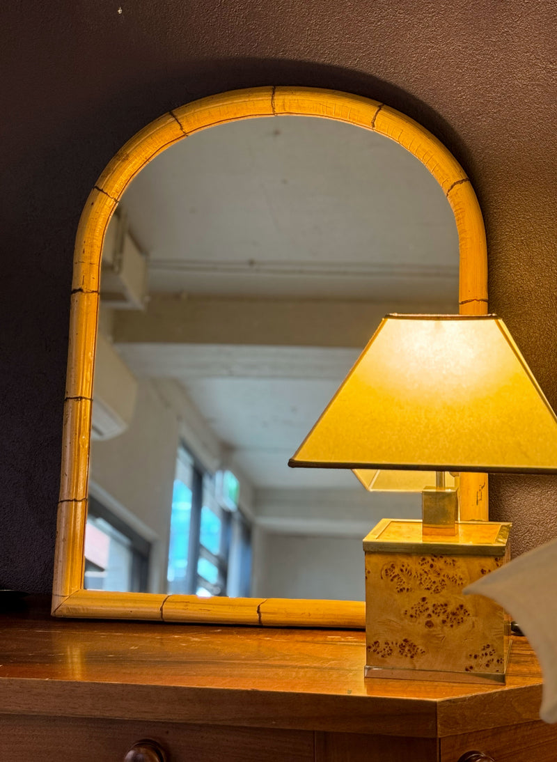 Arched Bamboo Mirror, French 1970's