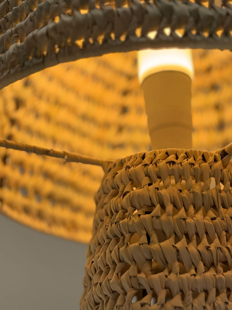 Raffia Table Lamp, French 1970's