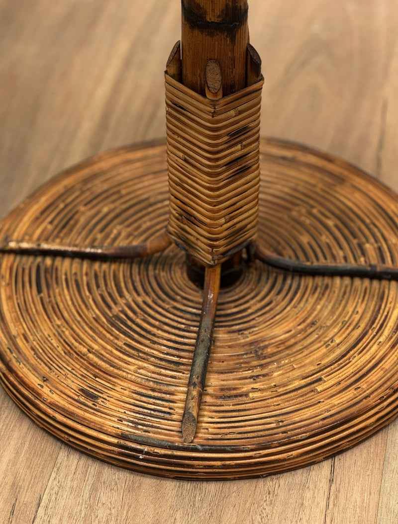 French Rattan floor lamp attributed to Louis Sognot, 1970's