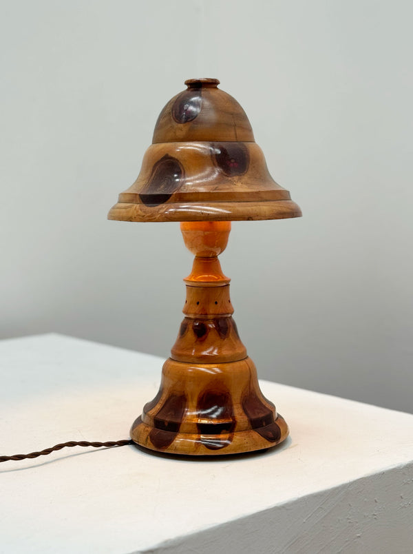 Antique Wooden Mushroom Lamp, Brazilian