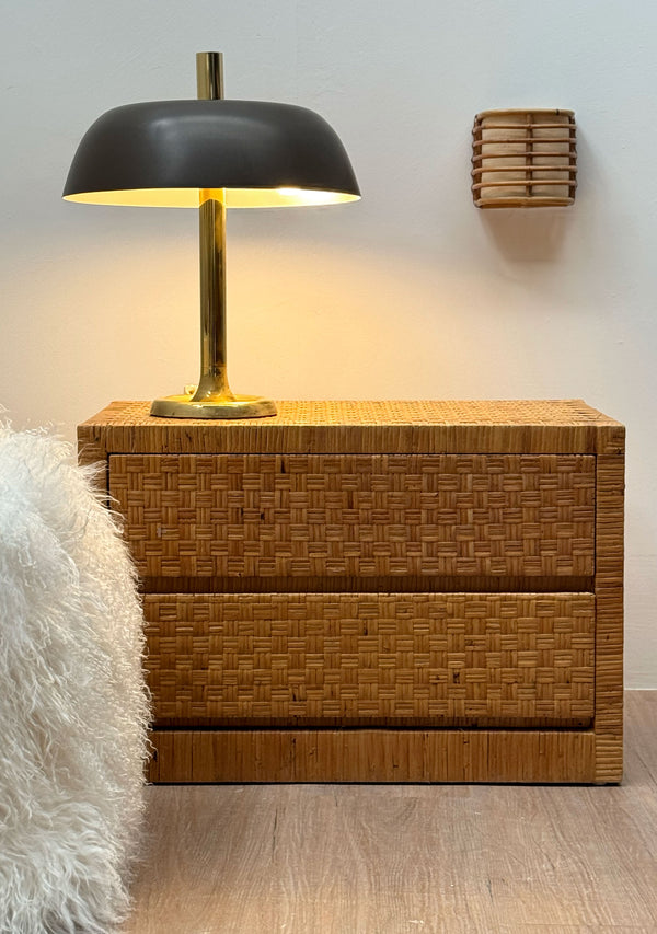 Woven Rattan Bedside Tables, 1970's