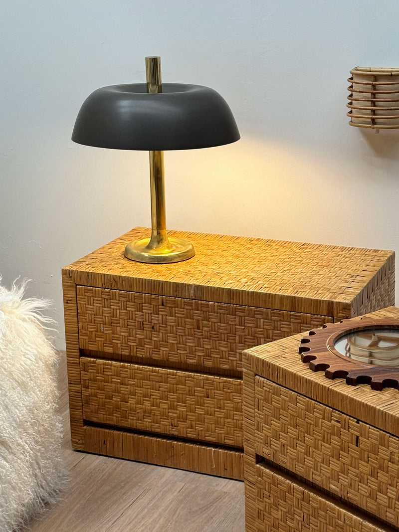 Woven Rattan Bedside Tables, 1970's