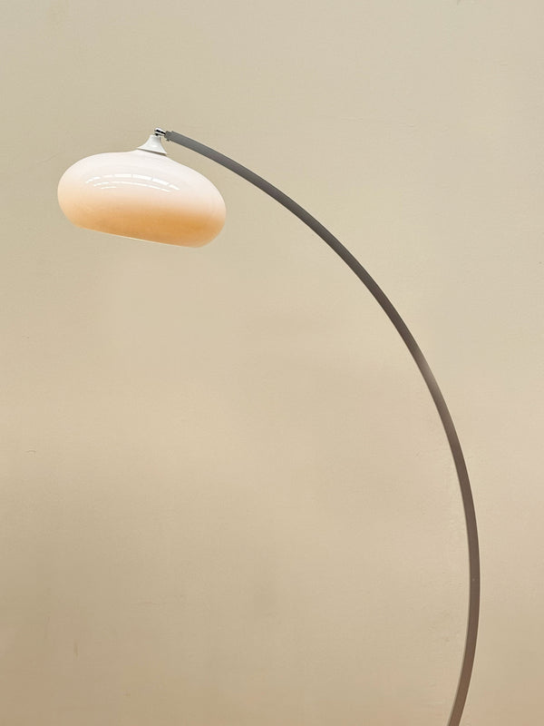 Arched Lamp with Opaline Shade, Danish 1970's