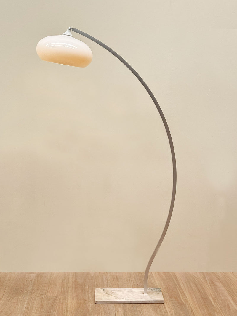 Arched Lamp with Opaline Shade, Danish 1970's