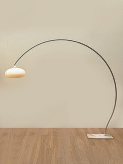 Arched Lamp with Opaline Shade, Danish 1970's