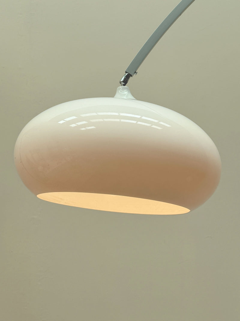 Arched Lamp with Opaline Shade, Danish 1970's