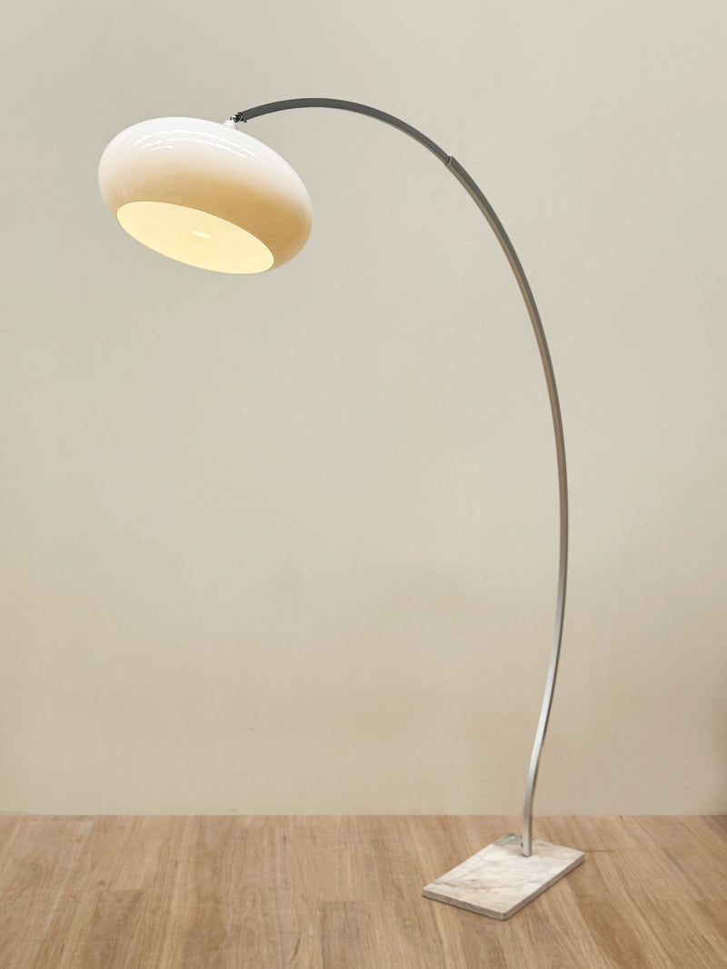 Arched Lamp with Opaline Shade, Danish 1970's