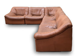 Modular Tan Lounge Set by De Sede DS 46 Buffalo leather, 1970's