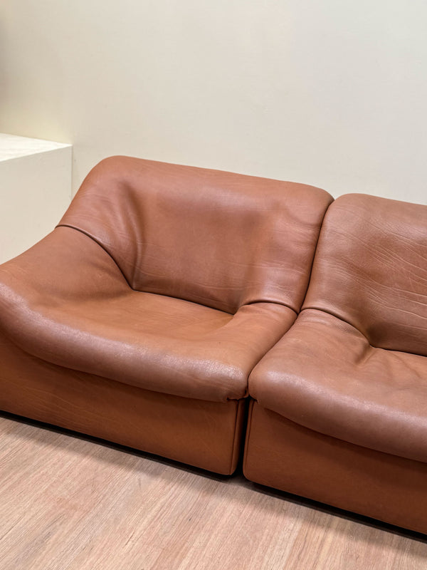 Modular Tan Lounge Set by De Sede DS 46 Buffalo leather, 1970's