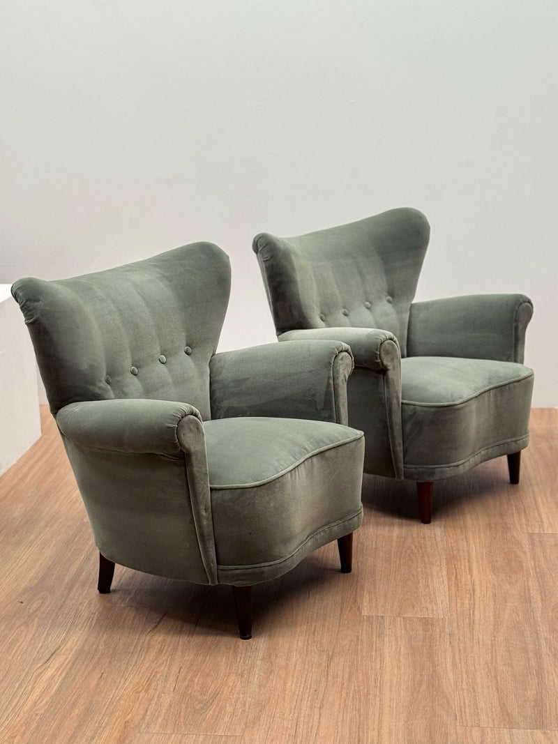 Scandinavian Mohair Pair of Armchairs, 1950's