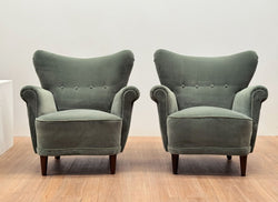 Scandinavian Mohair Pair of Armchairs, 1950's