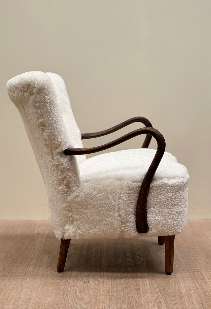 Alfred Christensen Lambswool Armchair, Danish 1940's