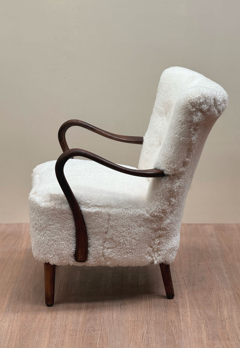 Alfred Christensen Lambswool Armchair, Danish 1940's