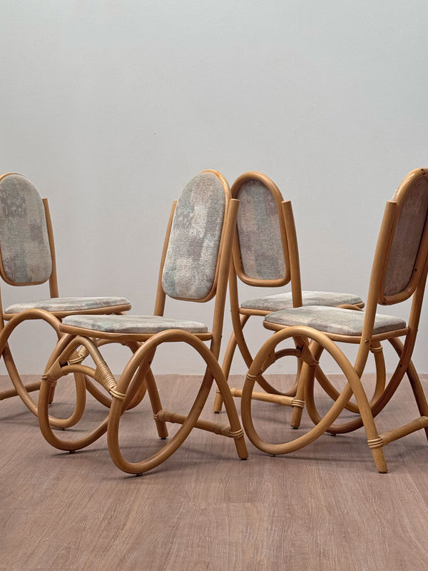 Pretzel Bamboo Dining Chairs, Scandinavian 1970's