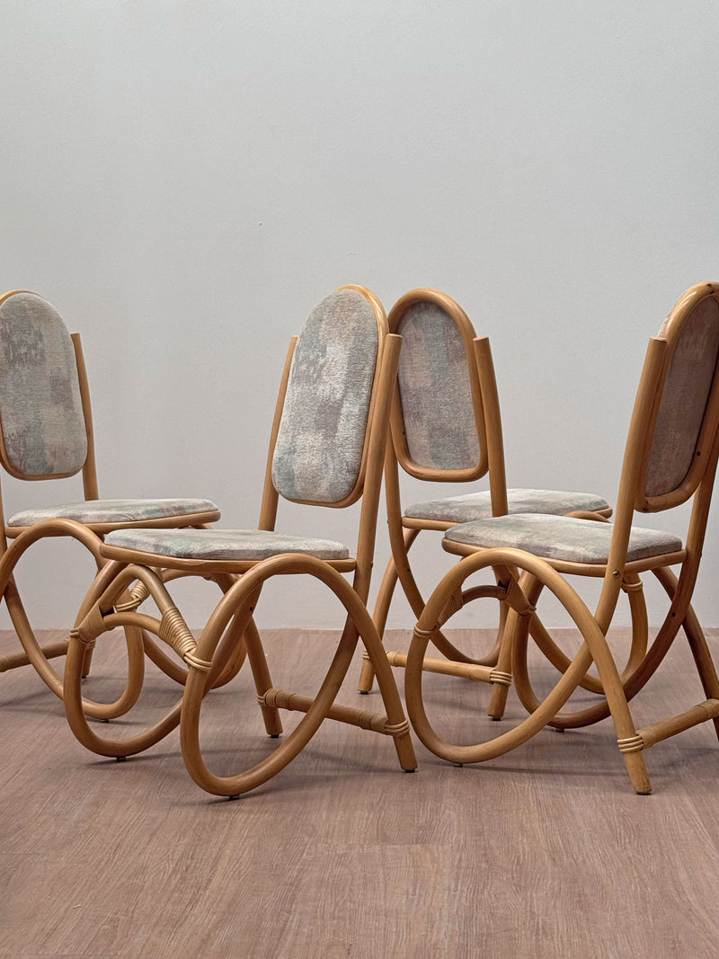 Pretzel Bamboo Dining Chairs, Scandinavian 1970's