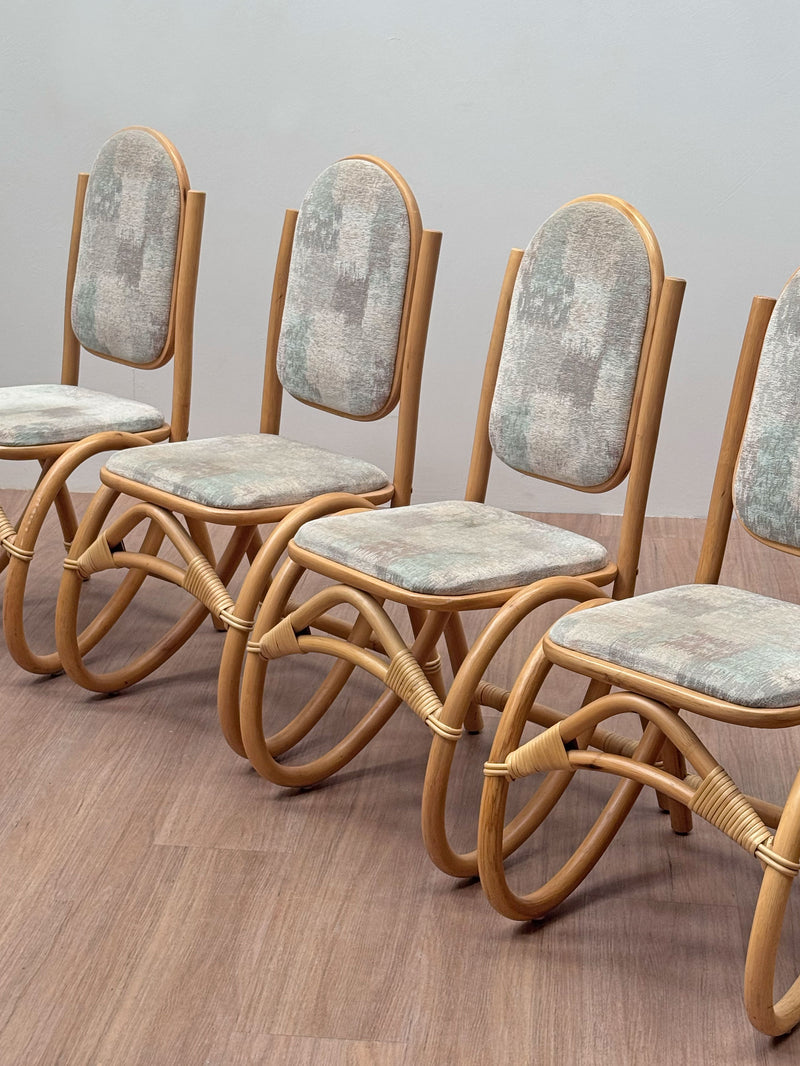 Pretzel Bamboo Dining Chairs, Scandinavian 1970's