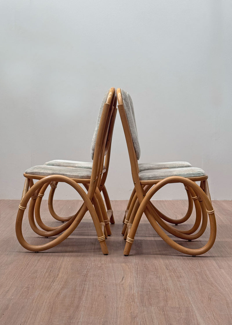Pretzel Bamboo Dining Chairs, Scandinavian 1970's