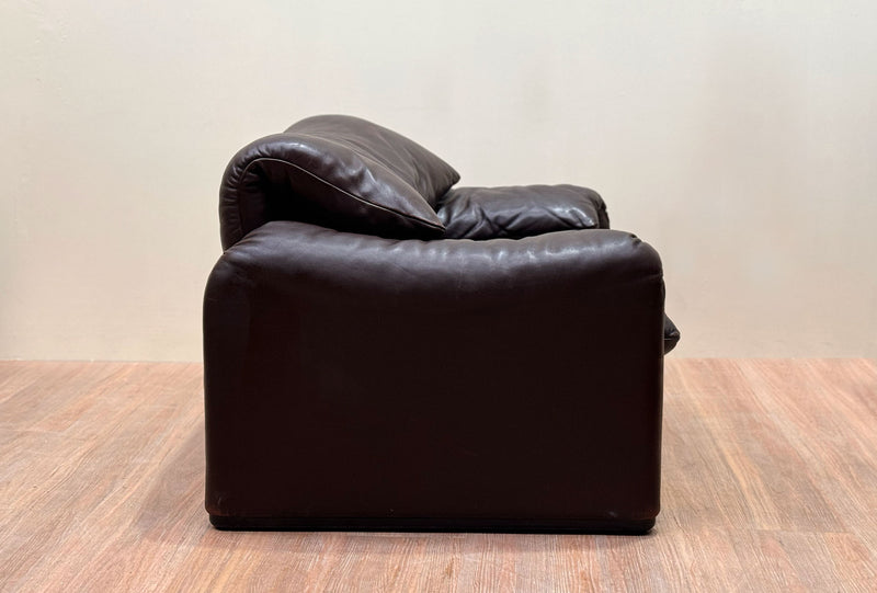 Brown Leather Maralunga Armchair by Vico Magistretti for Cassina, 1970s, Italy