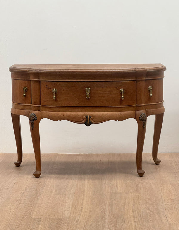 Scalloped front Oak Console Table, Scandinavian 1950's