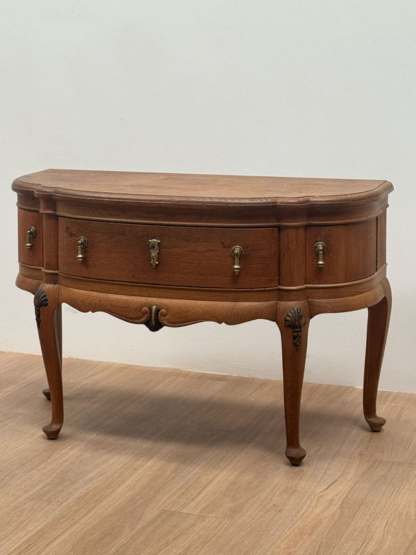 Scalloped front Oak Console Table, Scandinavian 1950's