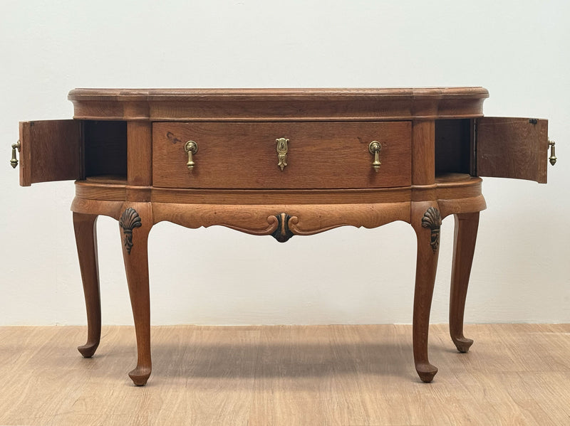 Scalloped front Oak Console Table, Scandinavian 1950's